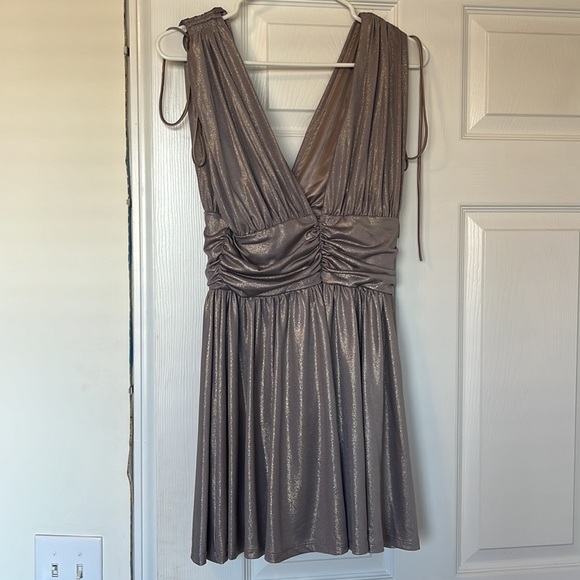 LUCY IN THE SKY Antionette Fit and Flare Dress in Grey Shimmer - Picture 3 of 10